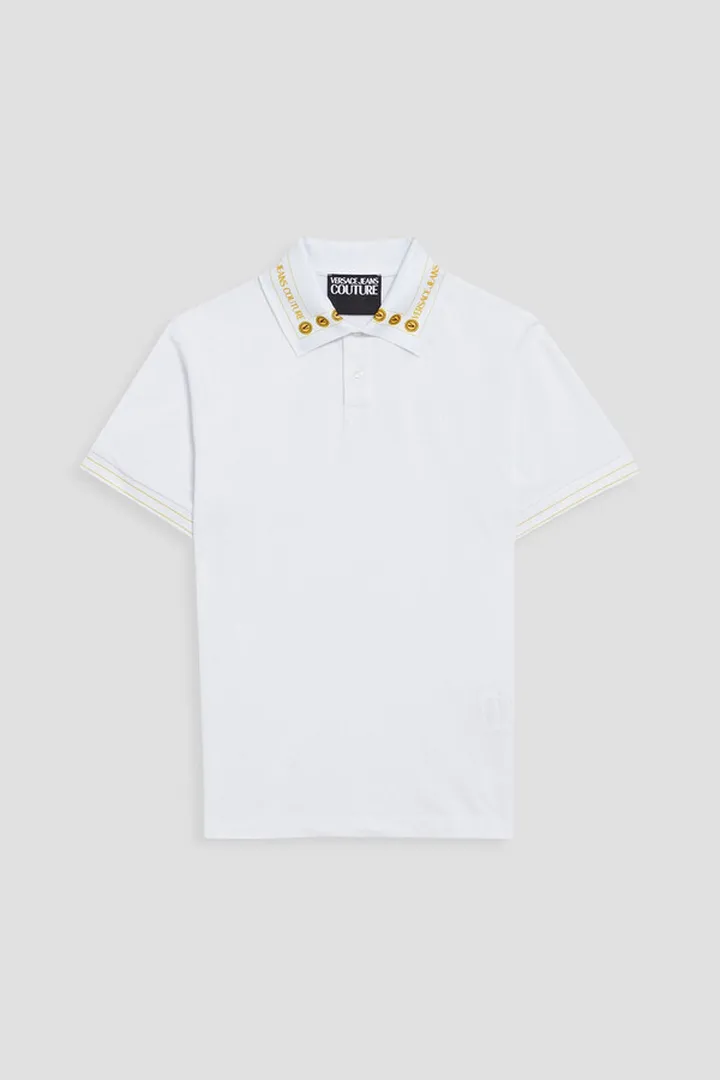 Printed cotton-piqué polo shirt