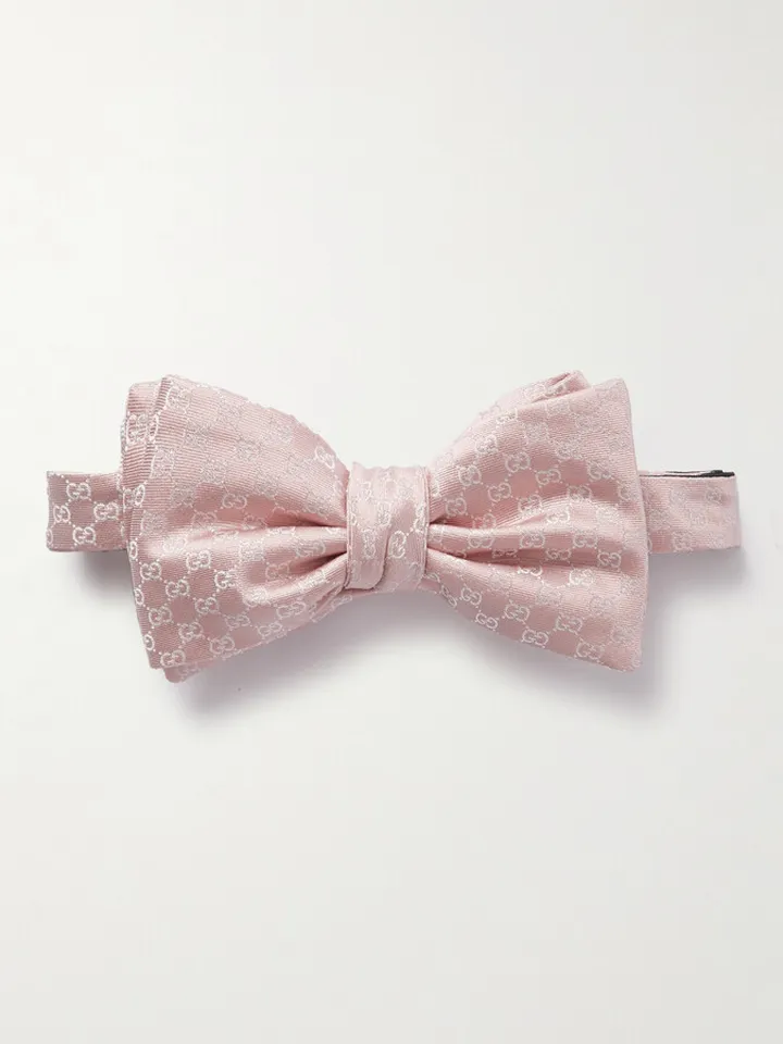 Pre-Tied Logo-Jacquard Silk-Twill Bow Tie