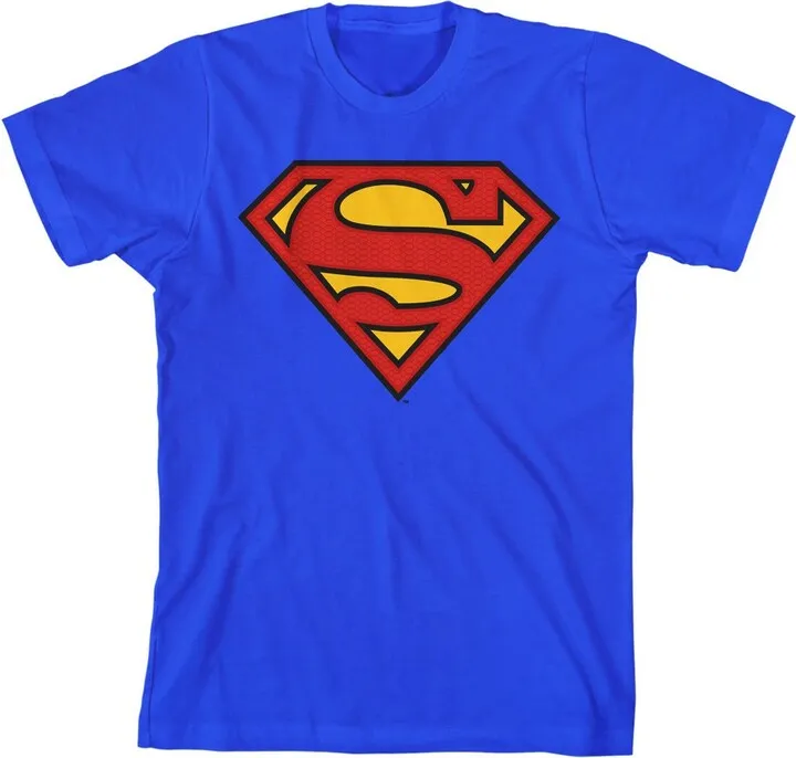 Superman Logo Boy’s Royal Blue T-shirt-Small