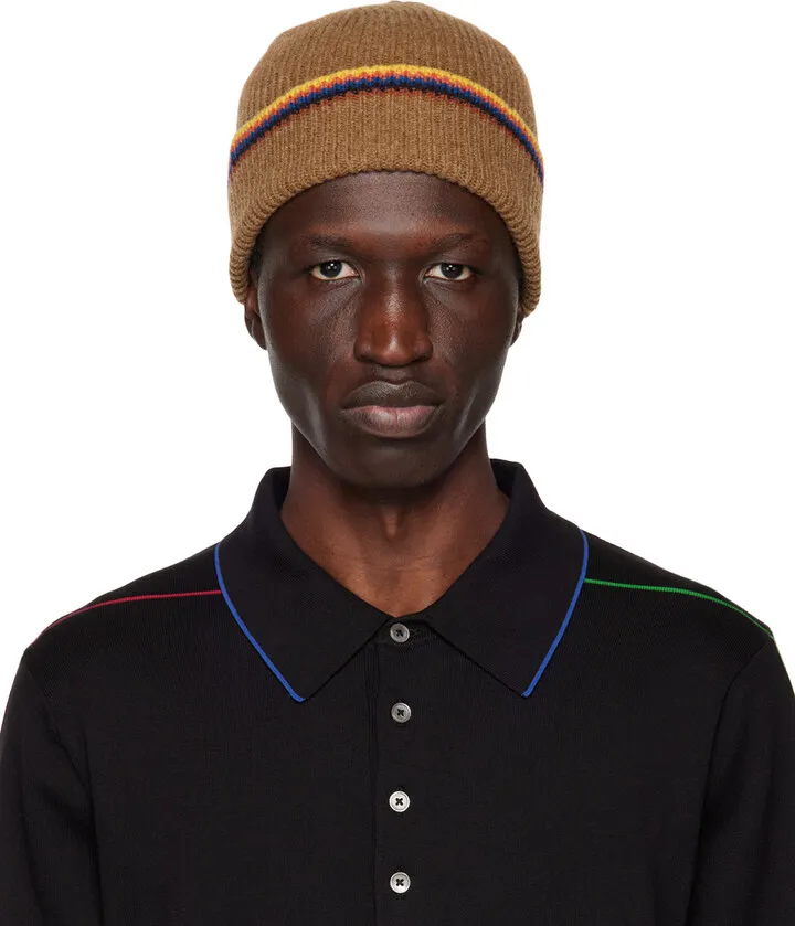 Paul Smith Brown Artist Stripe Beanie