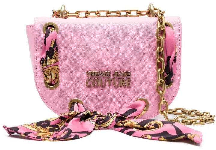 Scarf-Detail Rounded Shoulder Bag
