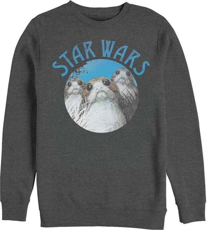 Men's Star Wars The Last Jedi Porg Circle Sweatshirt - Charcoal Heather - Medium