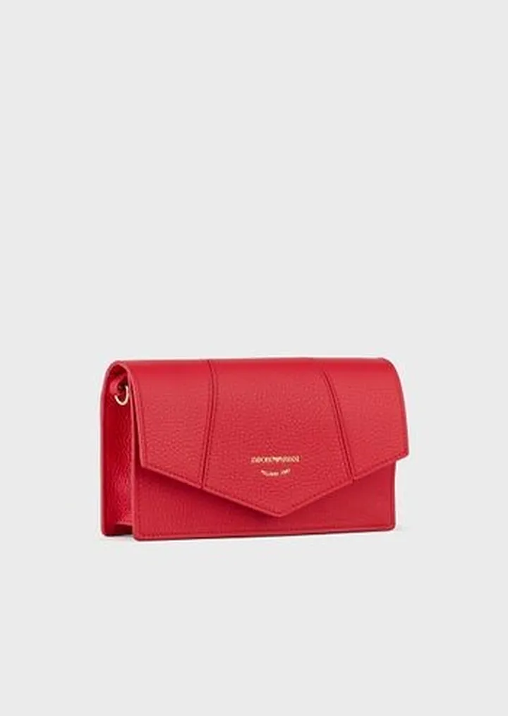 Deerskin-printed leather shoulder bag with card holder