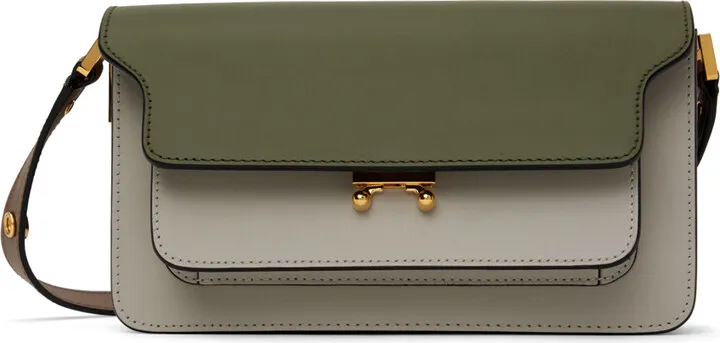 Marni Khaki & Gray East West Trunk Bag