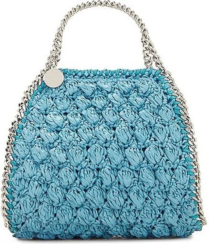 Stella McCartney Tiny Falabella Popcorn Crochet Tote Bag in Blue