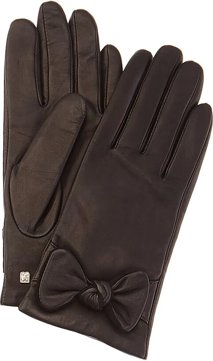 Bruno Magli Knotted Bow Cashmere-Lined Leather Gloves