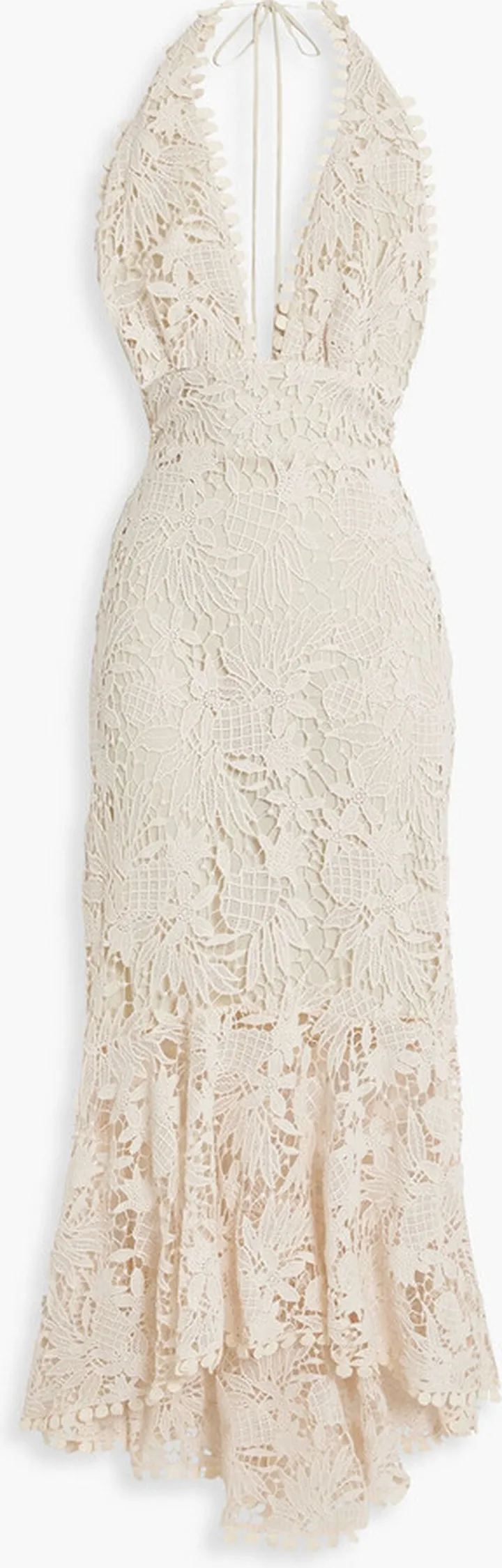 Midori cotton guipure lace halterneck midi dress