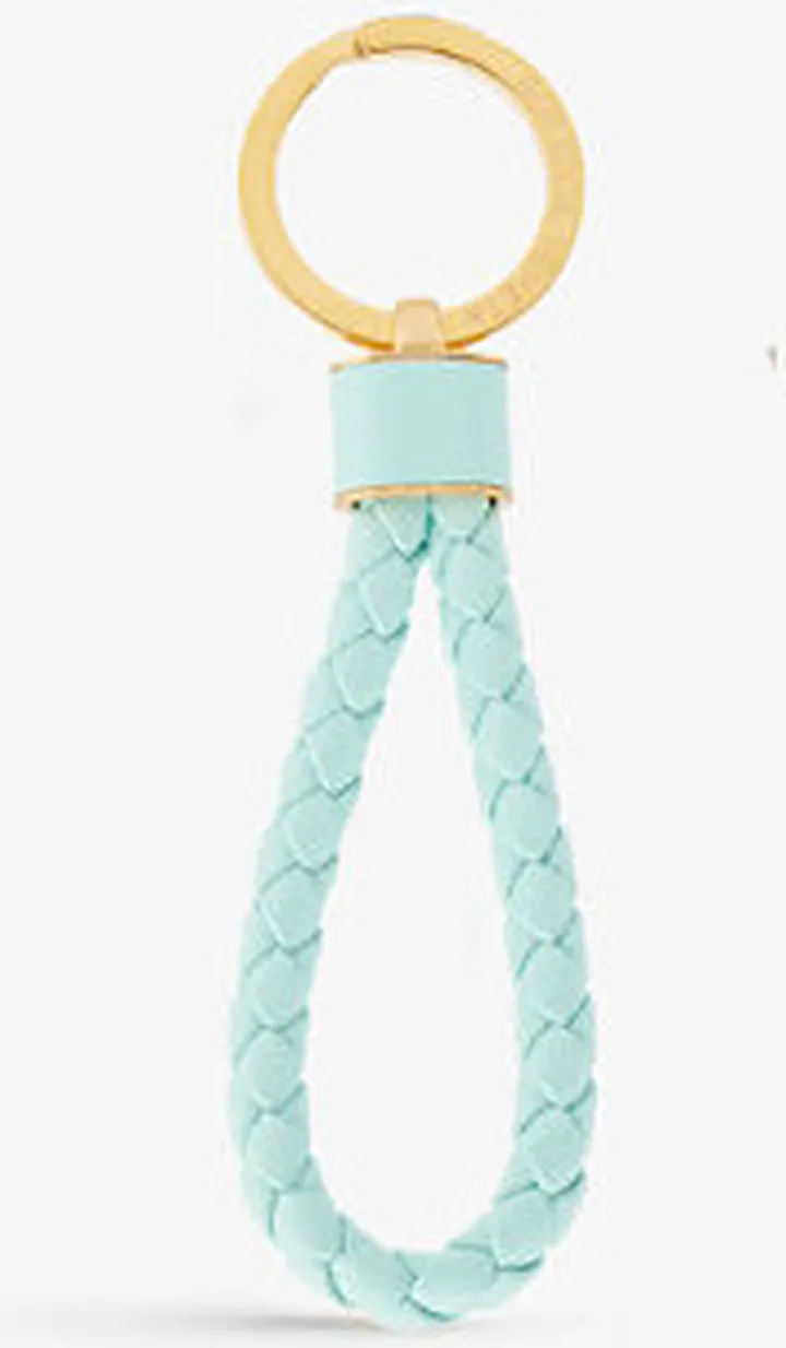 Celadon-gold Increcciato Braided Leather Keyring