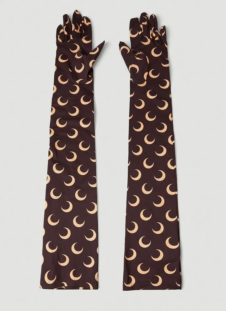 Marine Serre Allover Moon Printed Long Gloves
