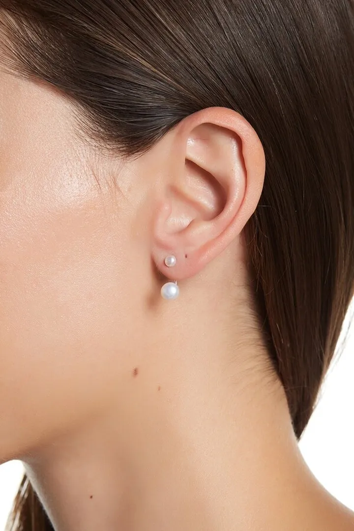 Water Resistant 4-6mm Freshwater Pearl Jacket Earrings