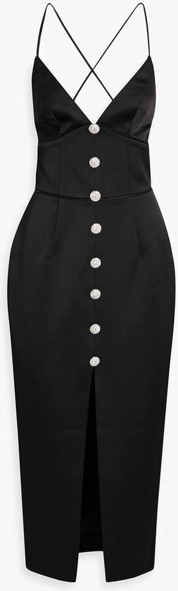 Crystal-embellished satin-crepe midi dress