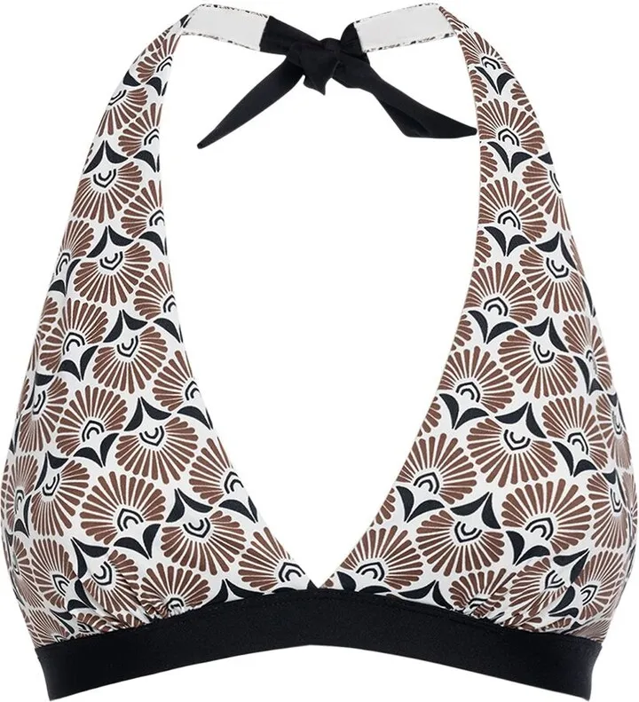 Printed jersey halter neck bikini top