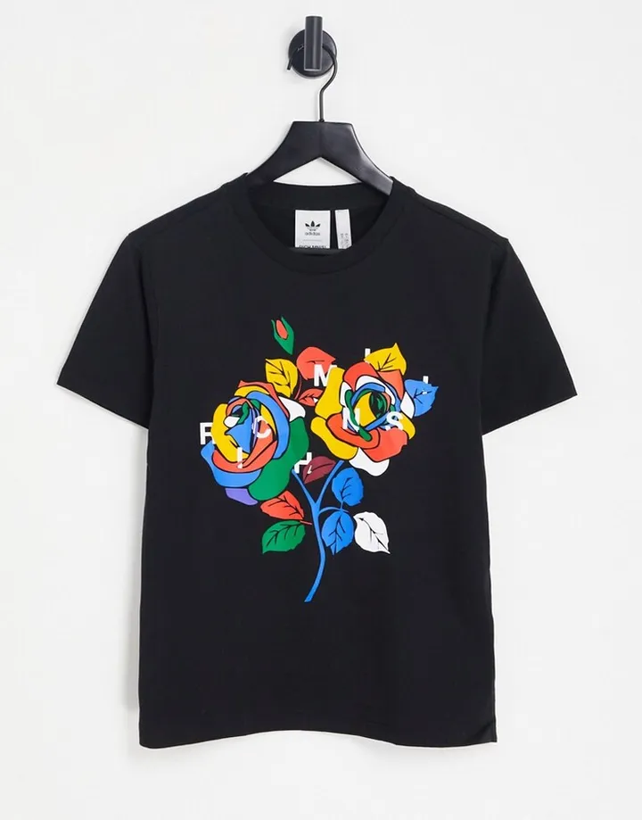 adidas Originals x Rich Mnisi floral print t-shirt in black