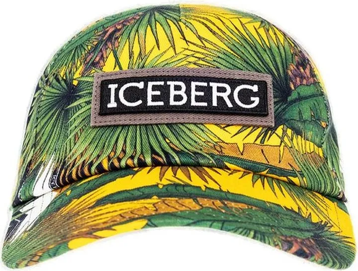 Iceberg Palm Print Logo Patch Baseball Cap