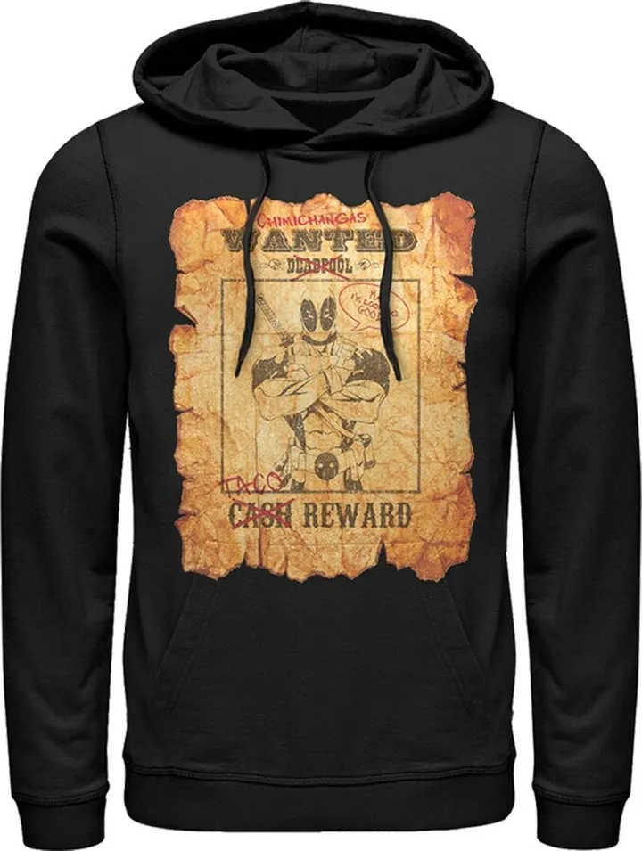 Men's Marvel Deadpool Wanted Poster Pull Over Hoodie - Black - Small