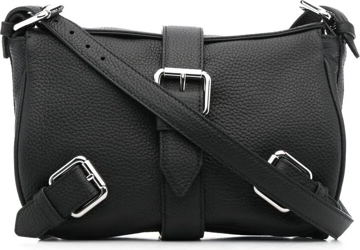 Foldover Buckle-Fastening Shoulder Bag