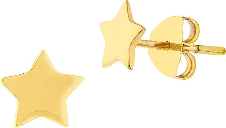 14K Yellow Gold Star Stud Earrings