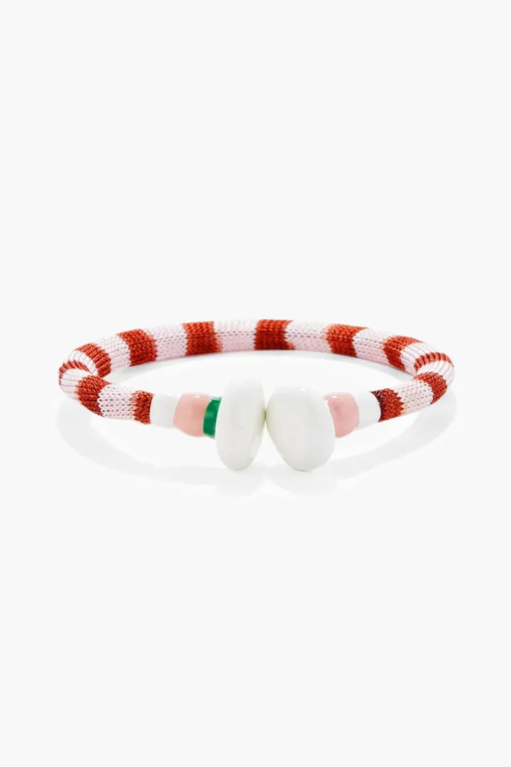 Crochet-knit and enamel bracelet