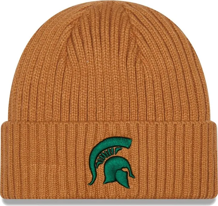 Men's New Era Light Brown Michigan State Spartans Core Classic Cuffed Knit Hat