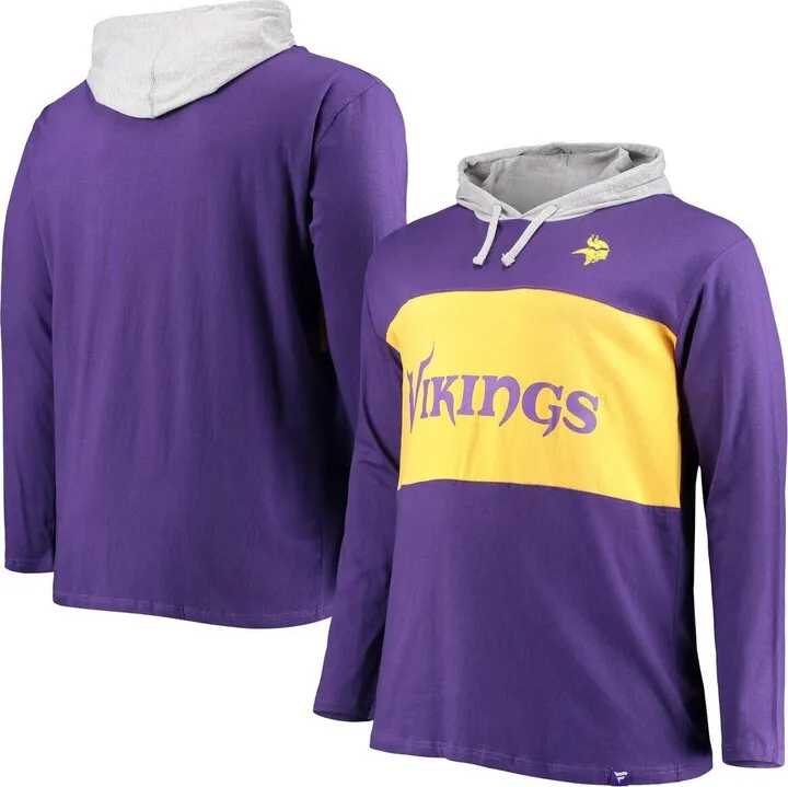 Men's Fanatics Branded Purple Minnesota Vikings Big and Tall Logo Hoodie Long Sleeve T-shirt