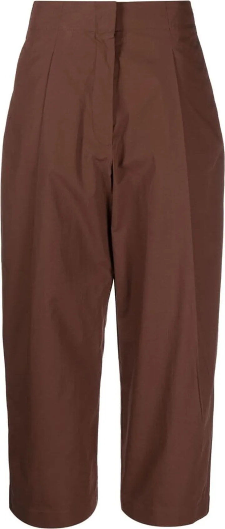 Pleat-Detail Wide-Leg Cropped Trousers
