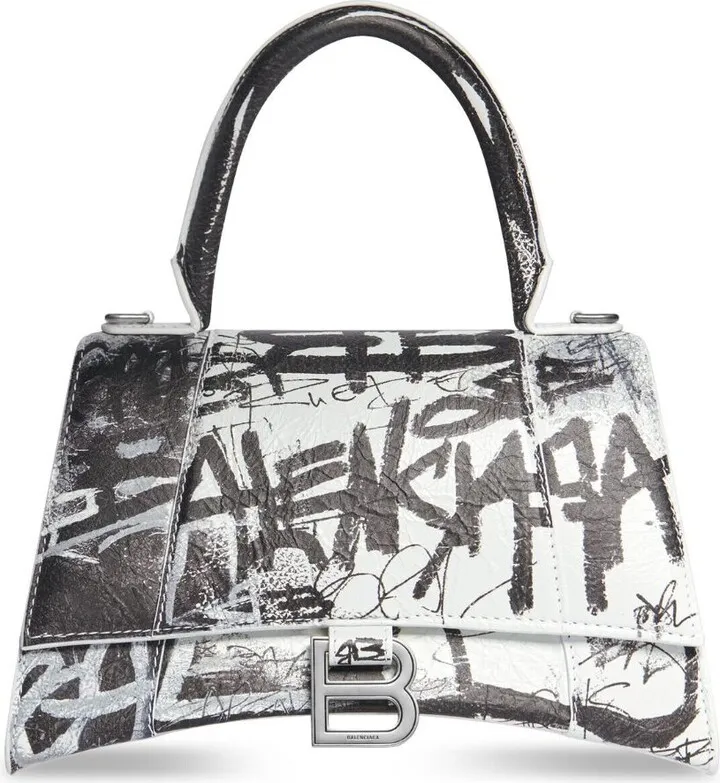 Graffiti-Print Leather Shoulder Bag