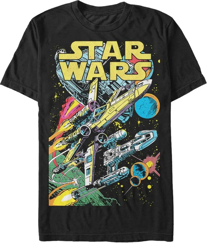Men's Star Wars Galactic Comic Scene T-Shirt - Black - 2X Large