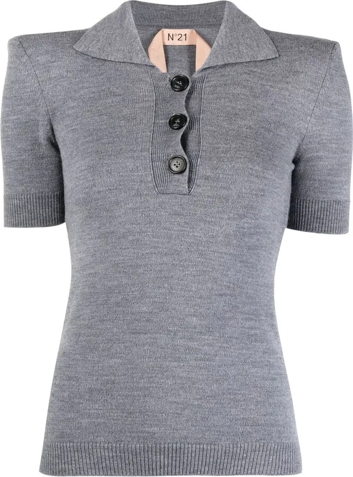 Spread Collar Wool Polo Shirt