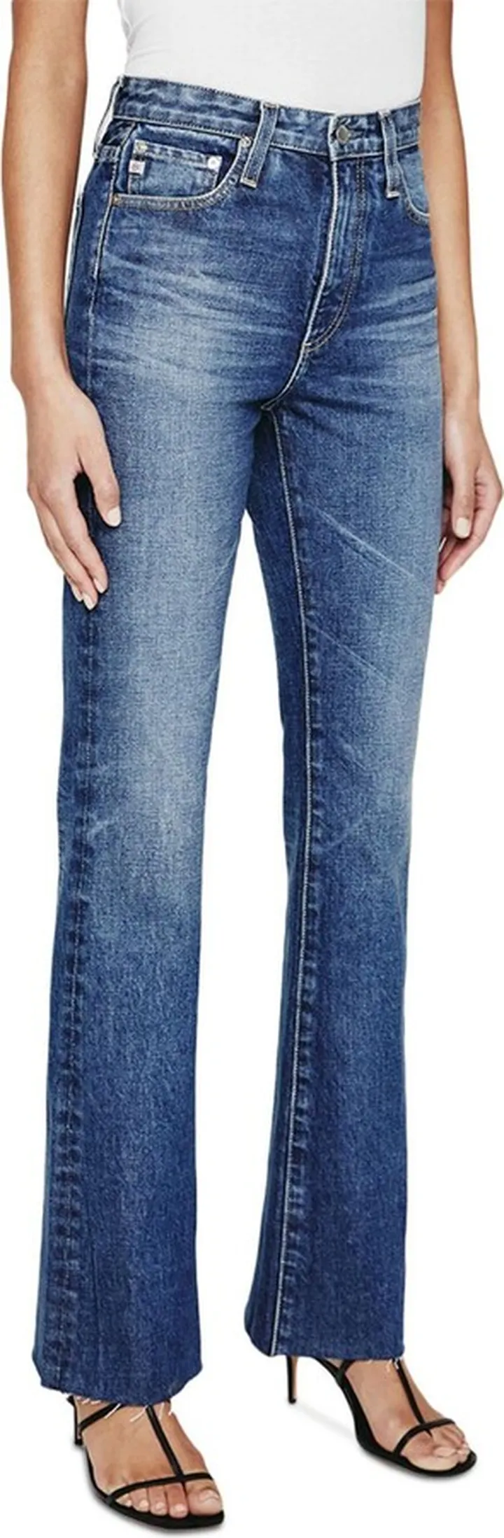 Alexxis Womens Frayed Hem High Rise Bootcut Jeans