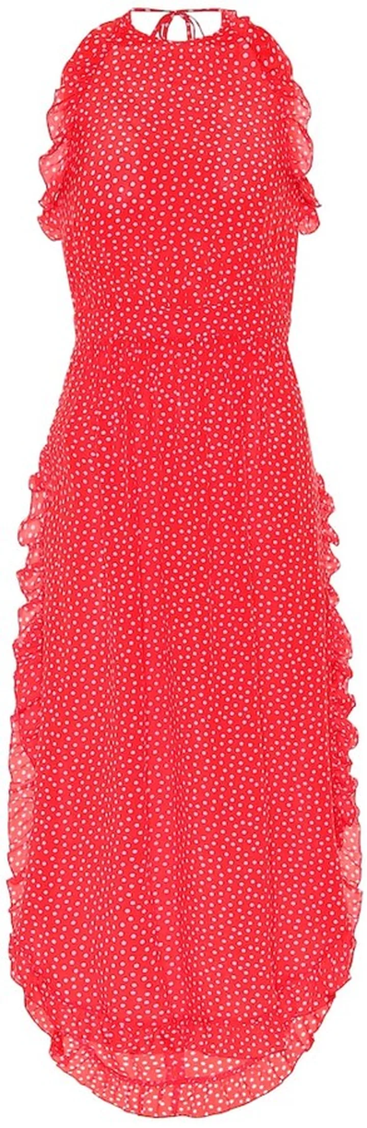 Polka-dot crepe midi dress