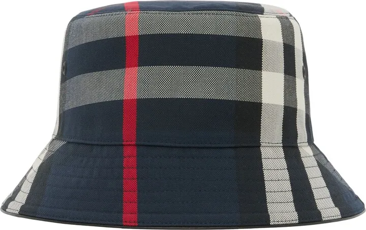 Giant Check Cotton Basket Weave Bucket Hat