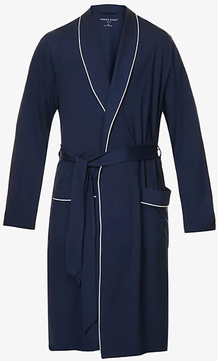 Mens Navy Basel hawl-neck tretch-jersey Robe