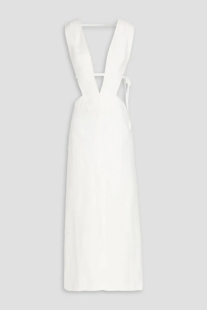 Heidi cutout linen-blend midi dress