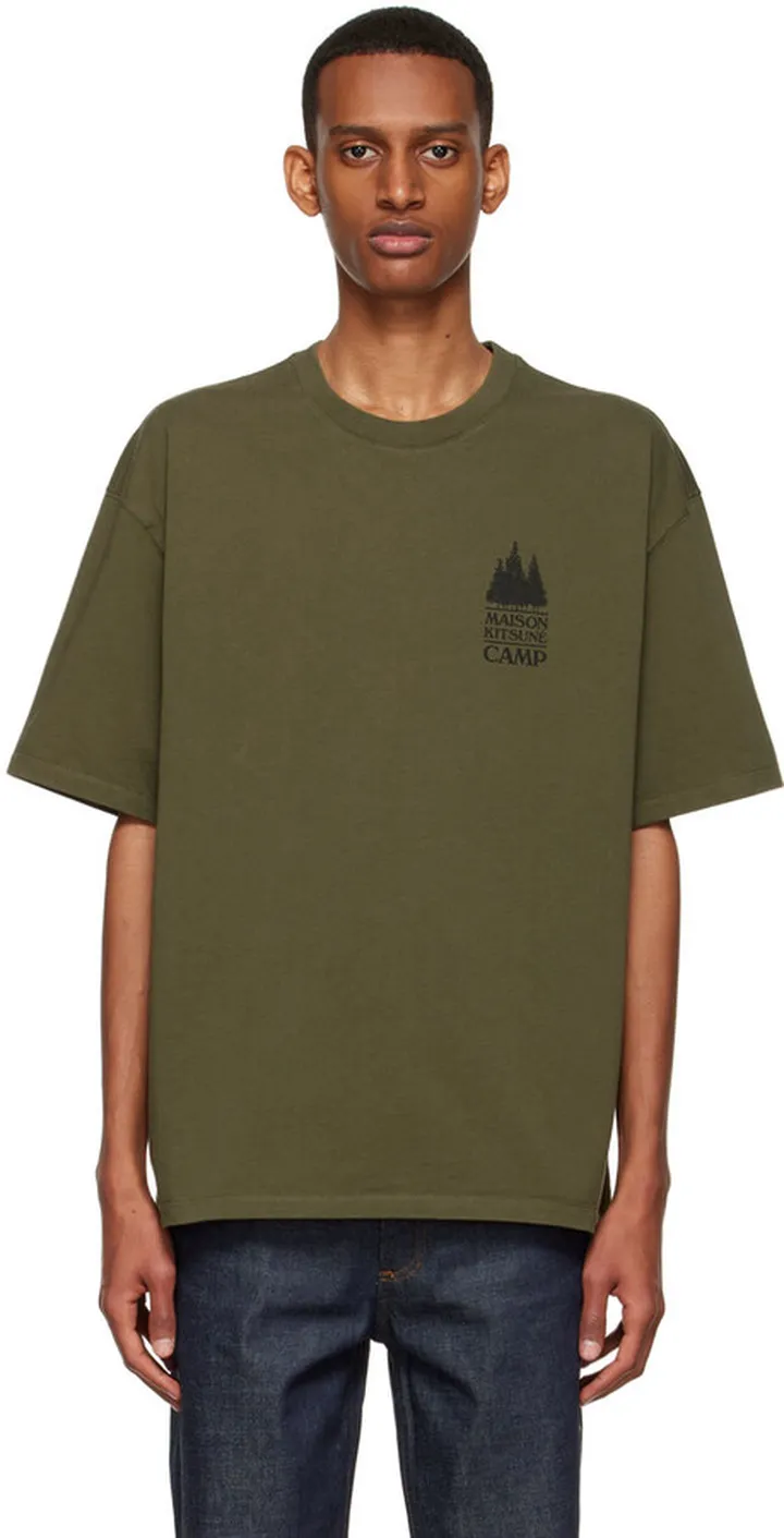 Maison Kitsuné Green Cotton T-Shirt