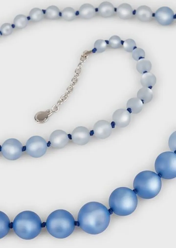 Long necklace with pearl-effect spheres