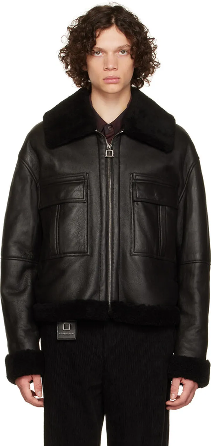 Wooyoungmi Black Shearling Leather Jacket