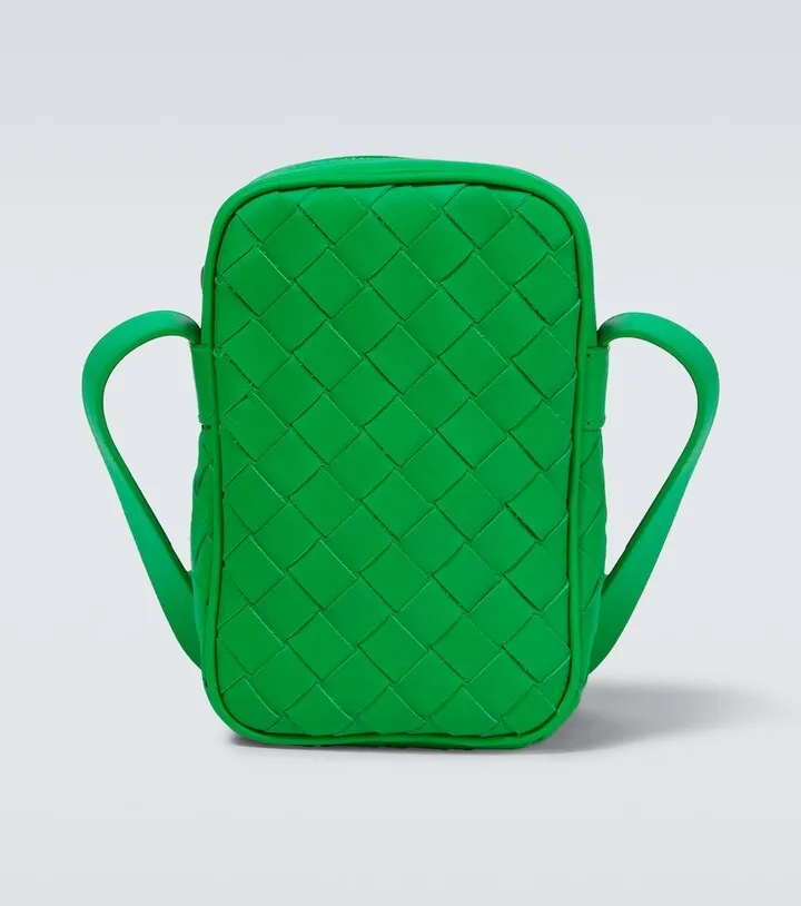Lntrecciato Leather Phone Pouch