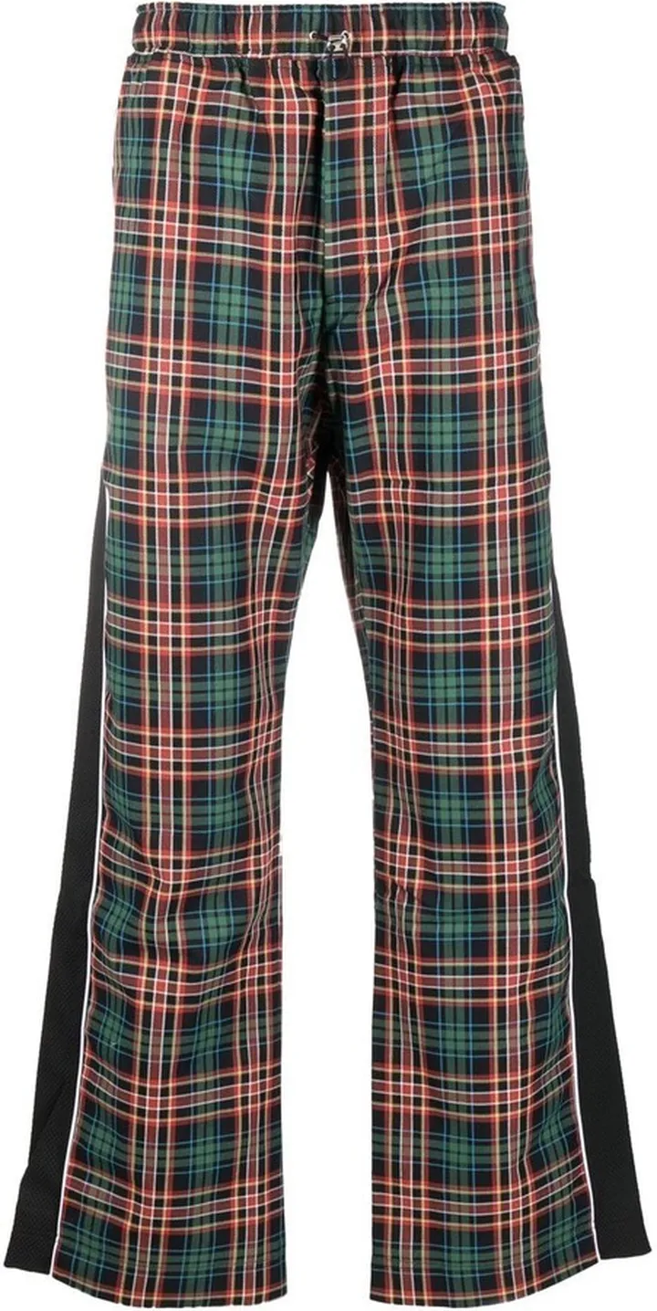 Flared Check-Print Trousers