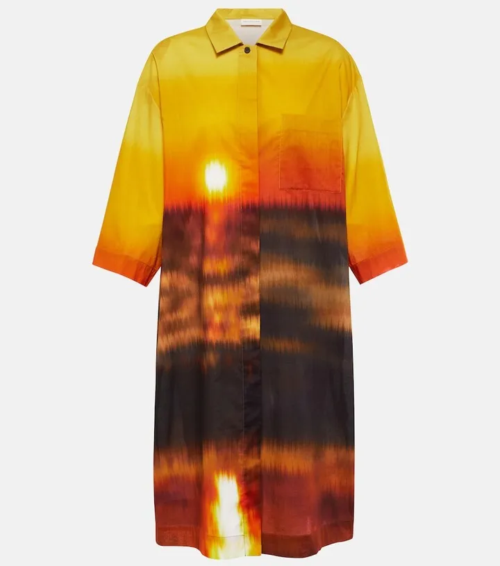 Printed cotton shirt dress