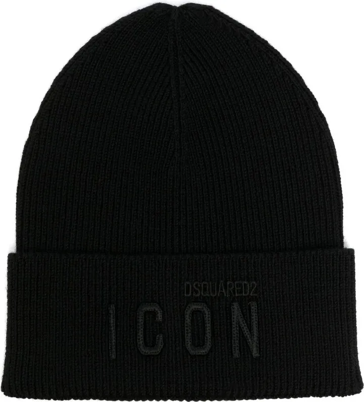 Black Icon Embroidered Beanie