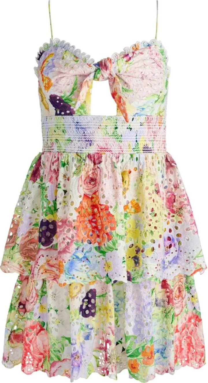 Fina floral-print tie-front minidress