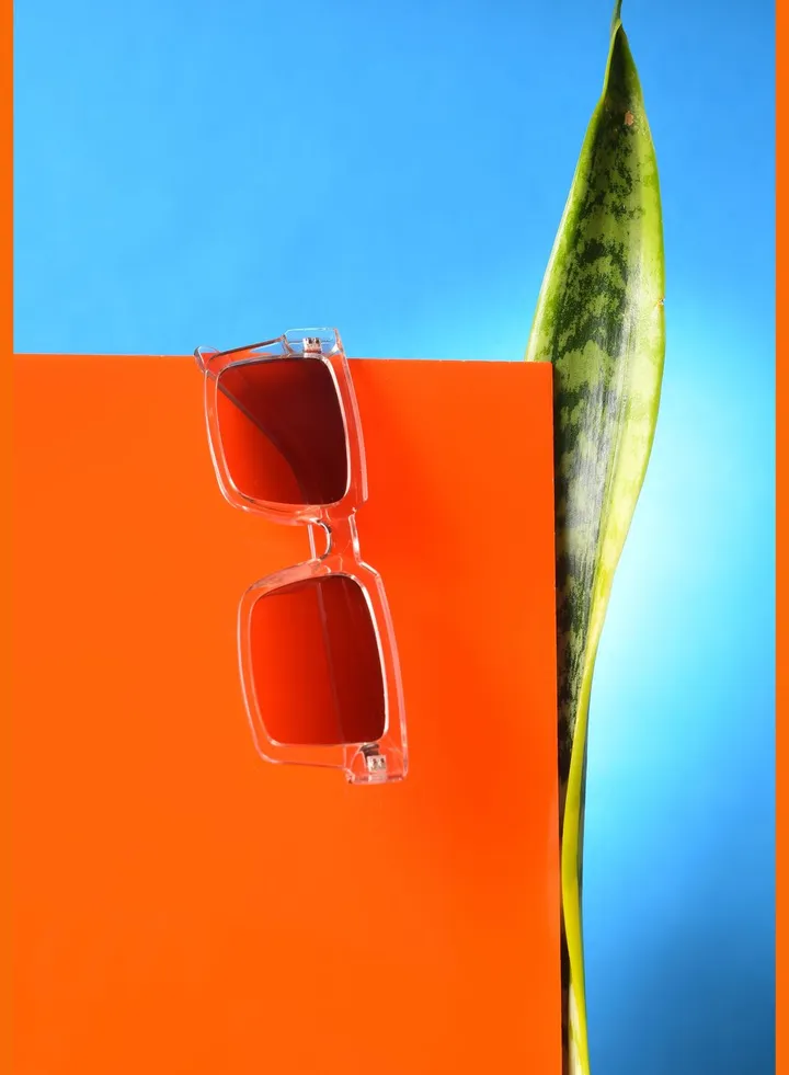 Women Brown Lens White Rectangle Sunglasses