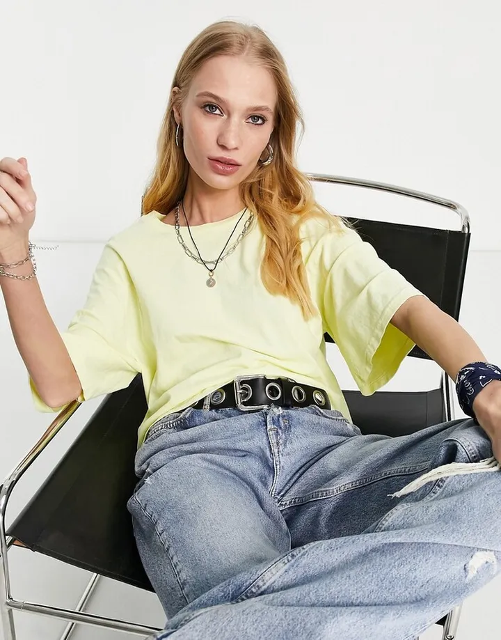 Topshop short sleeve boxy t-shirt in lemon