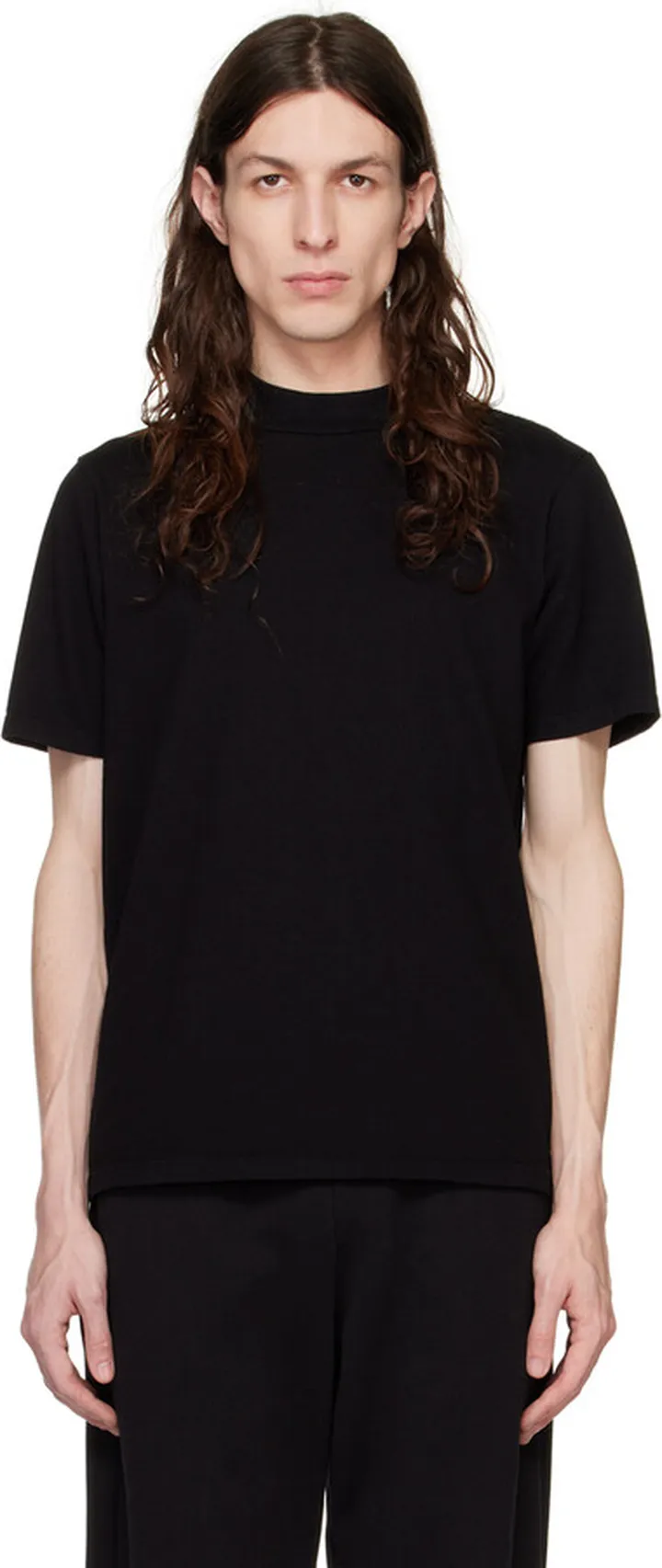 Les Tien Black Mock Neck T-Shirt