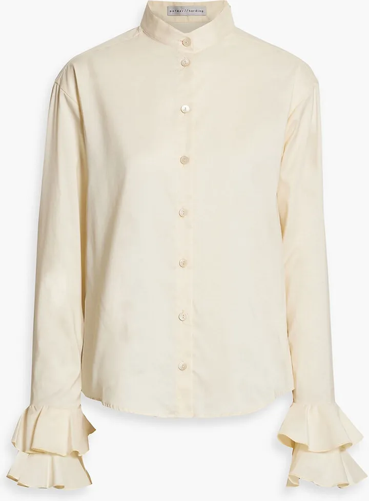 Flourish Flounce ruffled cotton-blend poplin shirt