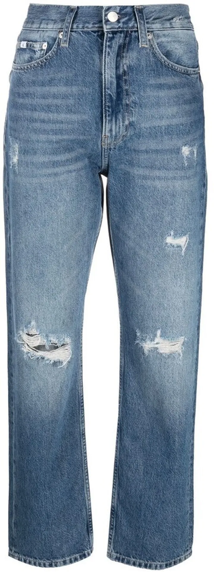 Distressed High-Waist Jeans