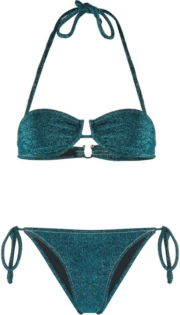 Shimmer-Finish Bustier Bikini