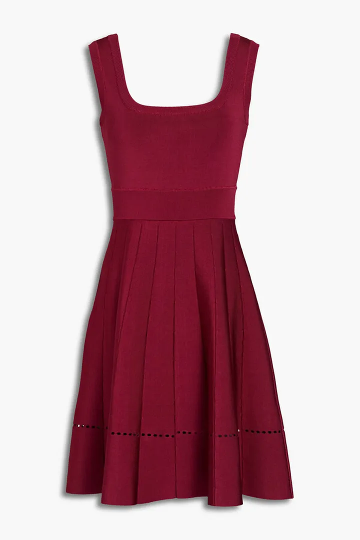 Pleated ponte mini dress