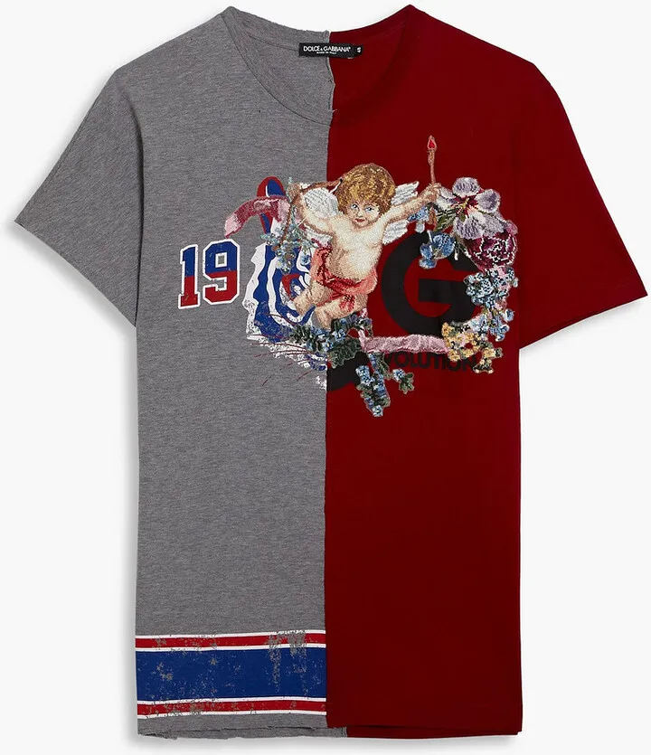 Distressed appliquéd cotton-jersey T-shirt