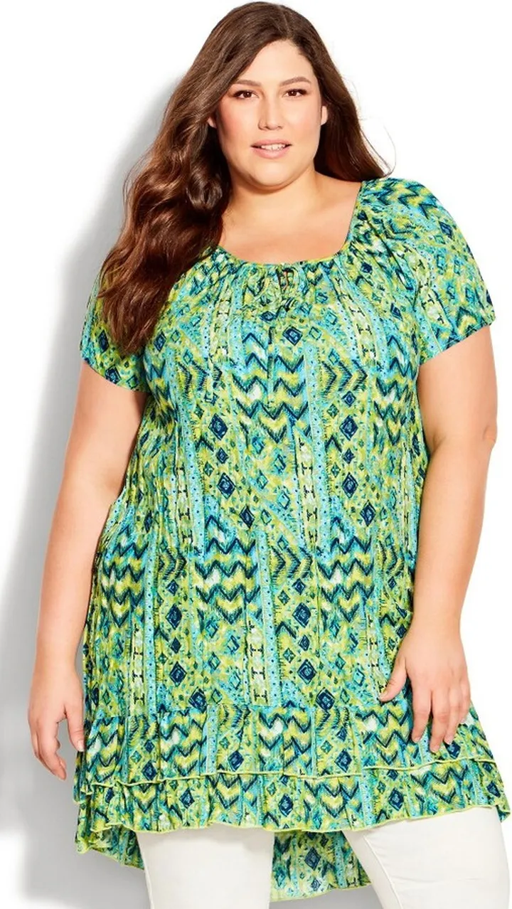 AVENUE| Women's Plus Size Avery Crush Tunic - green - 30W